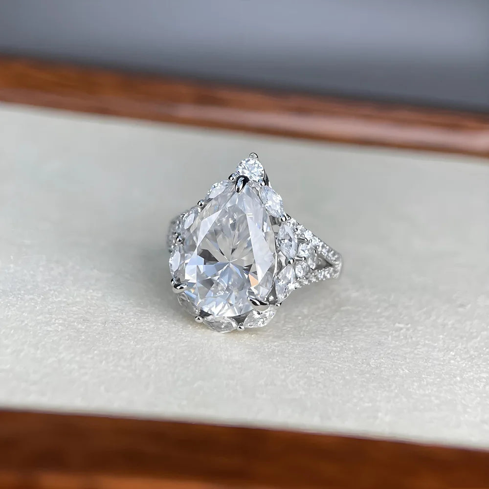 Anillo de plata de ley 925 marca MuShan, anillo formal de moissanita VVS para pareja, chapado en oro de 18K, joyería fina con patente MST