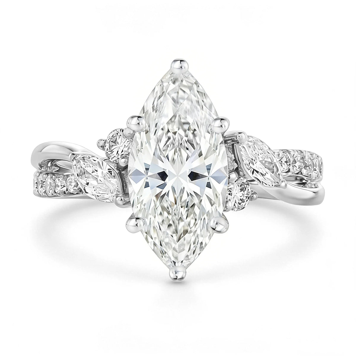 MUSHAN Custom Jewelry 925 Sterling Silver Ring Moissanite D Color VVS1 Fine Pear Lady 925 Sterling Silver Rings Diamond