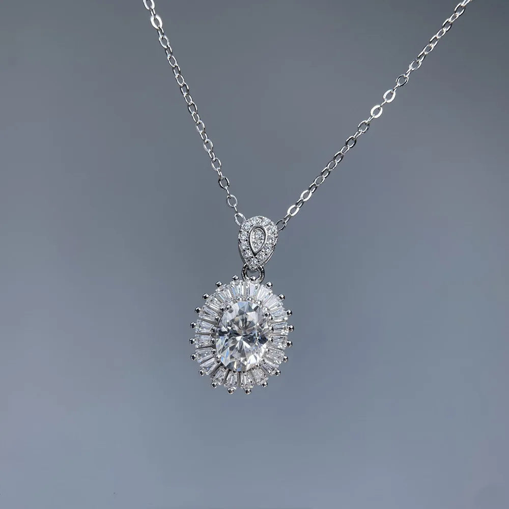MUSHAN Luxury Jewelry 925 Sterling Silver Rope Chain D Color Moissanite for Bride Festive Gold Vermeil MST Patent Necklaces