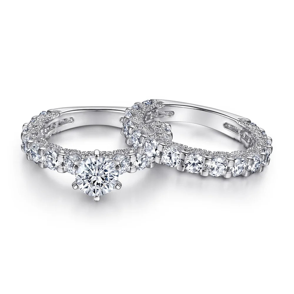 MuShan Jewelry 925 Sterling Silver Timeless Rings Bands Ring 5A Cubic Zirconia Rings Bands Engagement Anniversary Women Gift