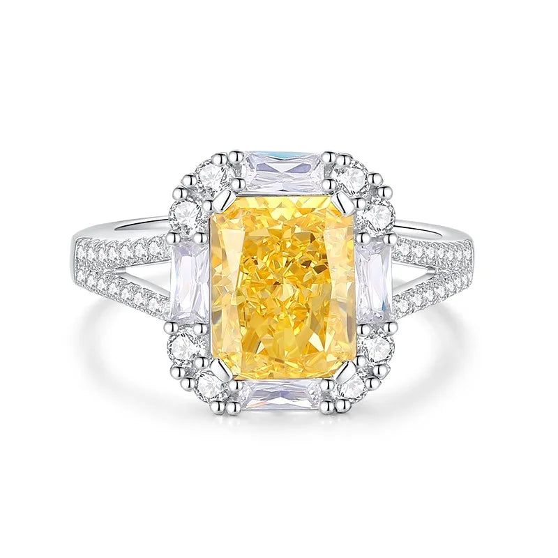 MUSHAN Luxury Jewelry Tanzanite Gem 2.5 Carat Sugar Cube Ring For Women S925 Sterling Silver Rectangular High Carbon Diamond