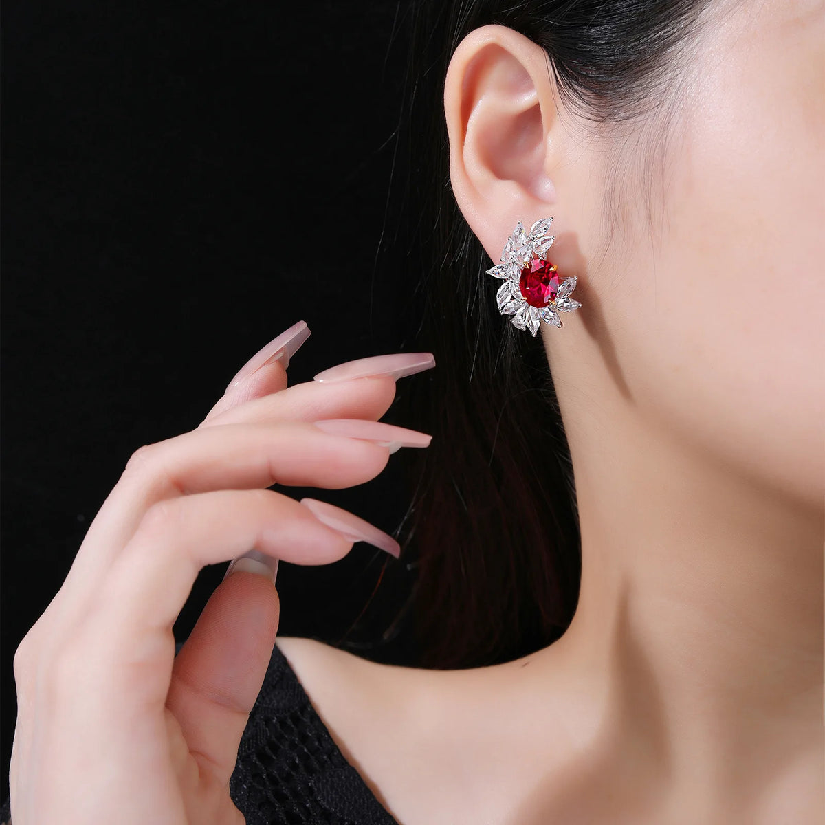 MuShan Jewelry 925 Sterling Silver Earring Designer HCD Diamond HCD Gemstones Love 925 Sterling Silver Earrings Accessories