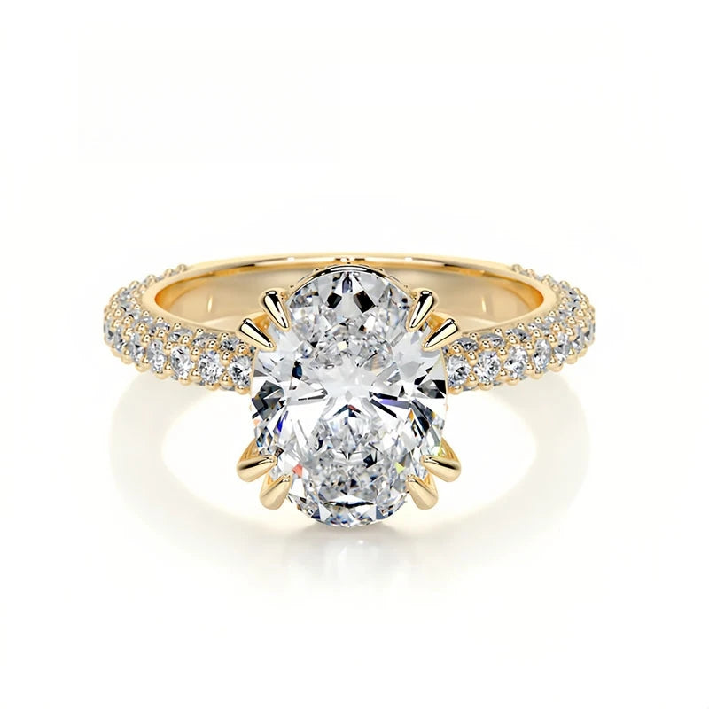 MUSHAN Bespoke Luxury Jewelry 925 Sterling Silver Ring D Color VVS1 Moissanite Ring for Women 18K Real Gold Plated MST Patent
