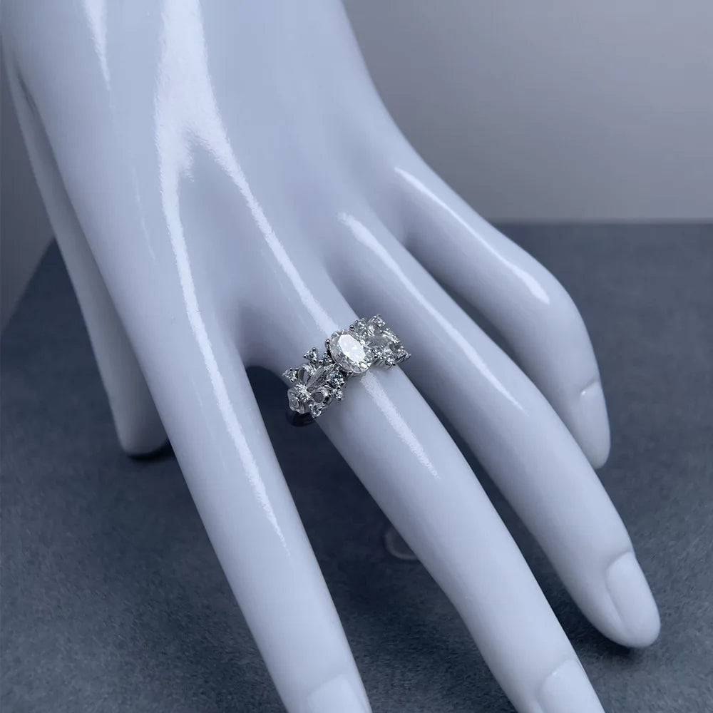 MuShan Designer Jewelry 925 Sterling Silver Ring VVS Moissanite Halo Ring for Friend 18K Gold Plated MST Patent Fine Jewellery