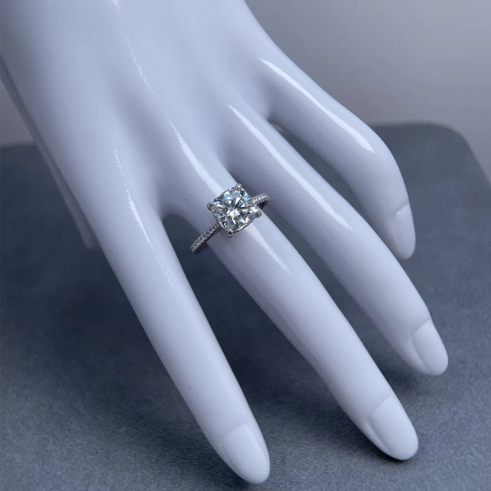 MuShan Designer Jewelry 925 Sterling Silver Ring VVS Moissanite Present Ring for Her 18K Gold Plated MST Patent Fine Jewellery