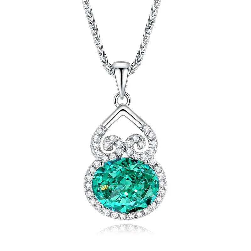 MuShan Jewelry 925 Sterling Silver Necklace Pendant Chain HCD Diamonds Anniversary Gift Luxury Jewelry Women Necklaces Jewelry