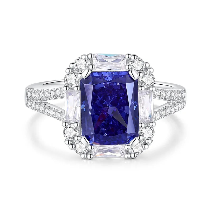 MUSHAN Luxury Jewelry 925 Sterling Silver Emerald Ring Band For Women High Carbon Diamond Gemstones Wedding Rings Fine Jewelry