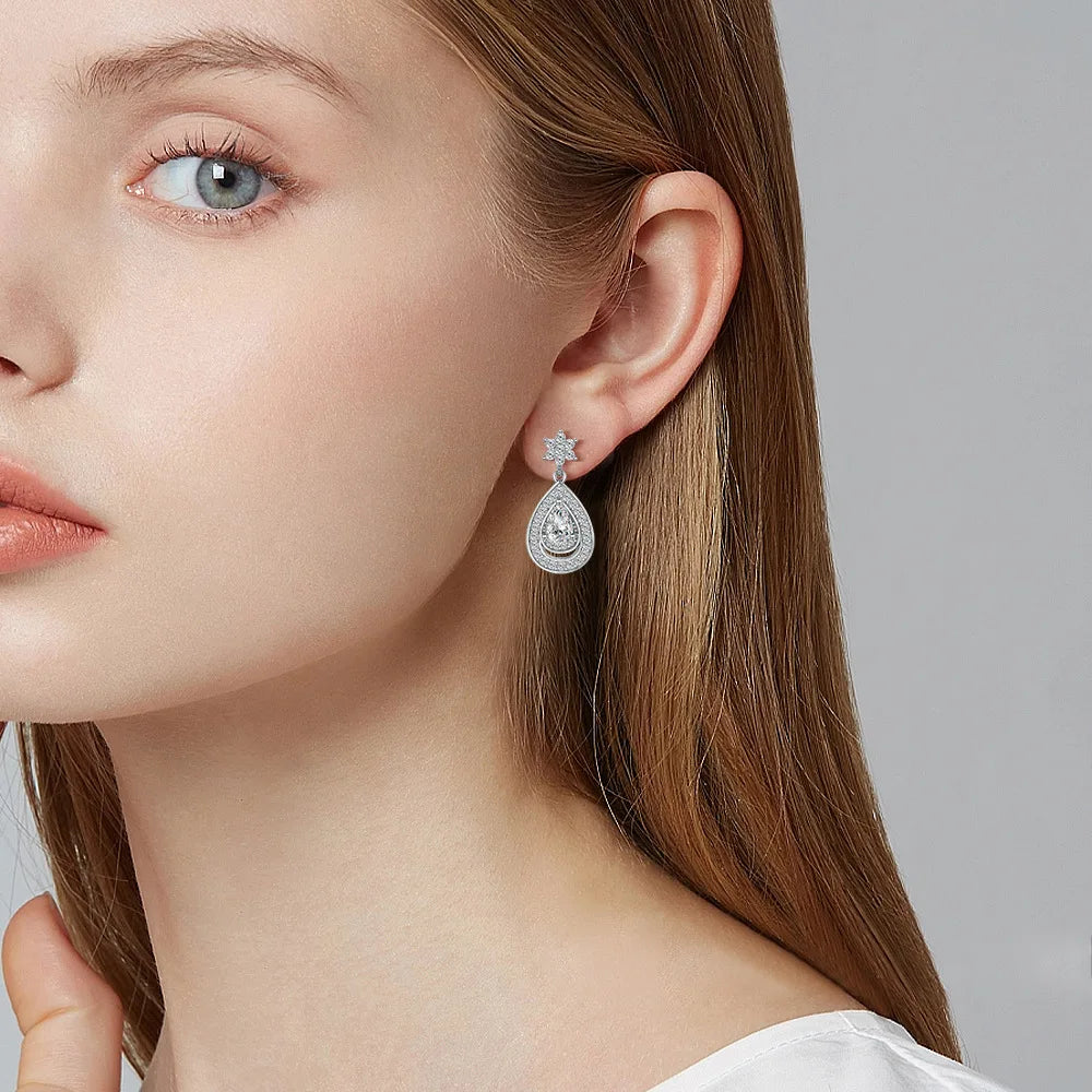 MuShan Luxury Jewelry 925 Sterling Silver Earrings Zircon 7A Hoop Daytime for Wife 18K Real Gold Plated Fine Jewelry Earring