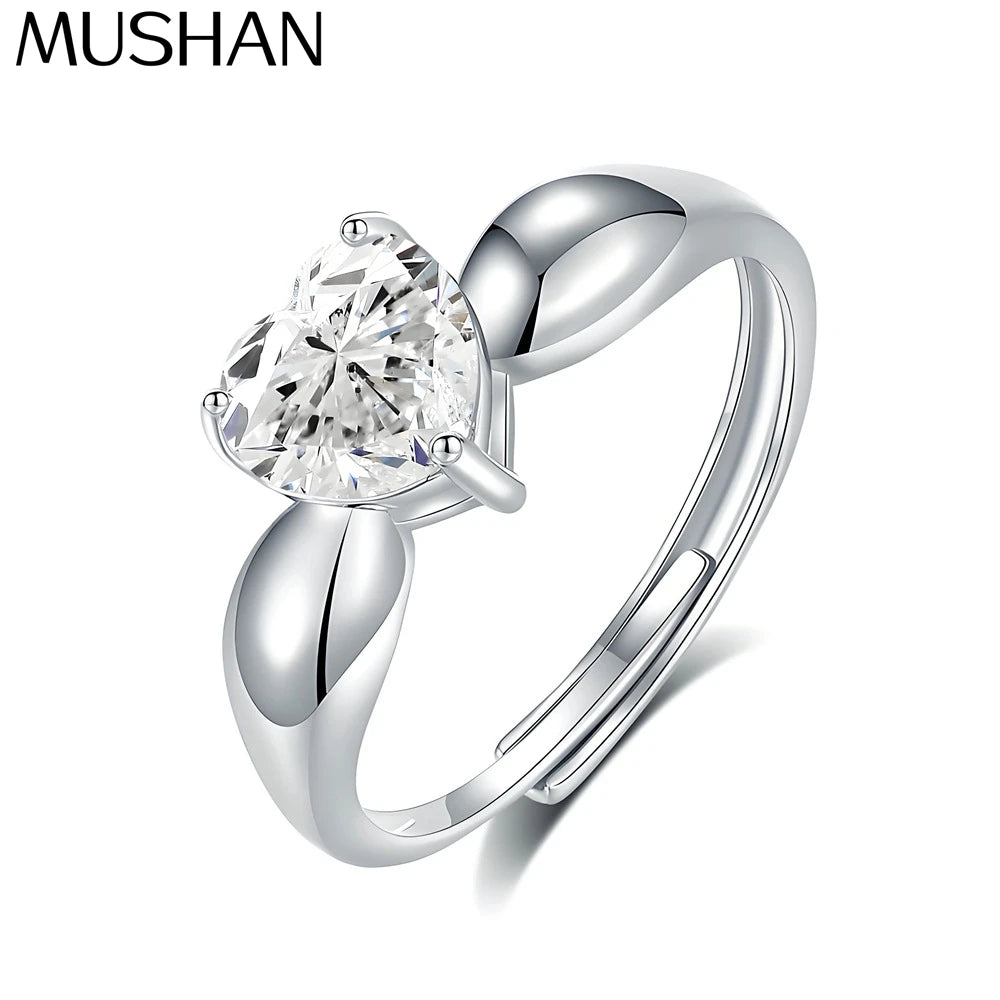 MuShan Jewelry 925 Sterling Silver Ring Wedding Band High Carbon Diamond Bridal Shower Her Gift Women Rings Fine Jewelry