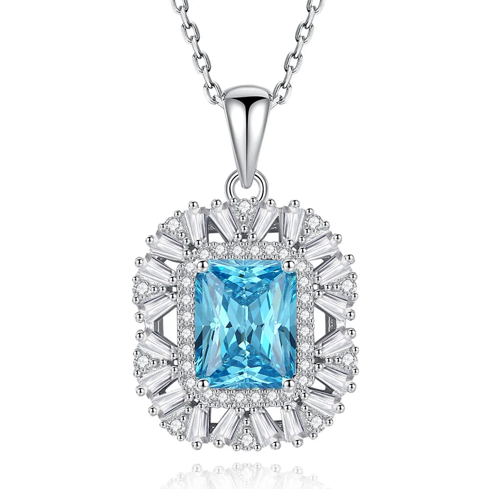 MUSHAN Luxury Jewelry S925 Sterling Silver Yellow Diamond Sugar Cube Jewelry Pendant Necklace Female Ice Flower Cut High Carbon