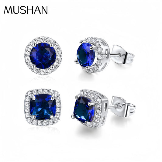 MS Luxury Jewelry 925 Sterling Silver Stud Earrings For Women Gemstones 7A Cubic Zirconia Ear Pin Earrings Stud Fine Jewelry