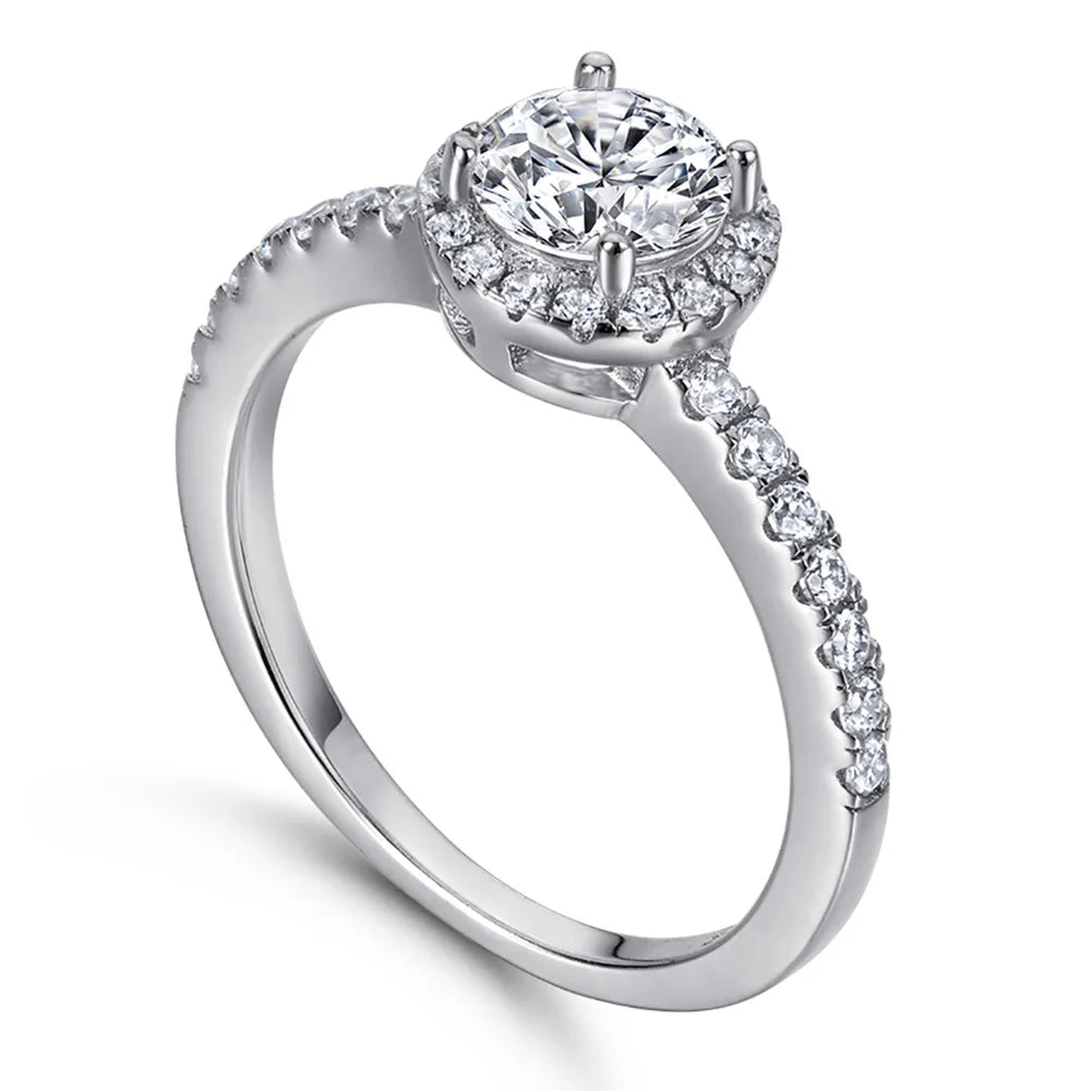 MuShan Jewelry 925 Sterling Silver Ring Wedding Band High Carbon Diamond Wedding Bridal Party Cocktail Women Rings Fine Jewelry