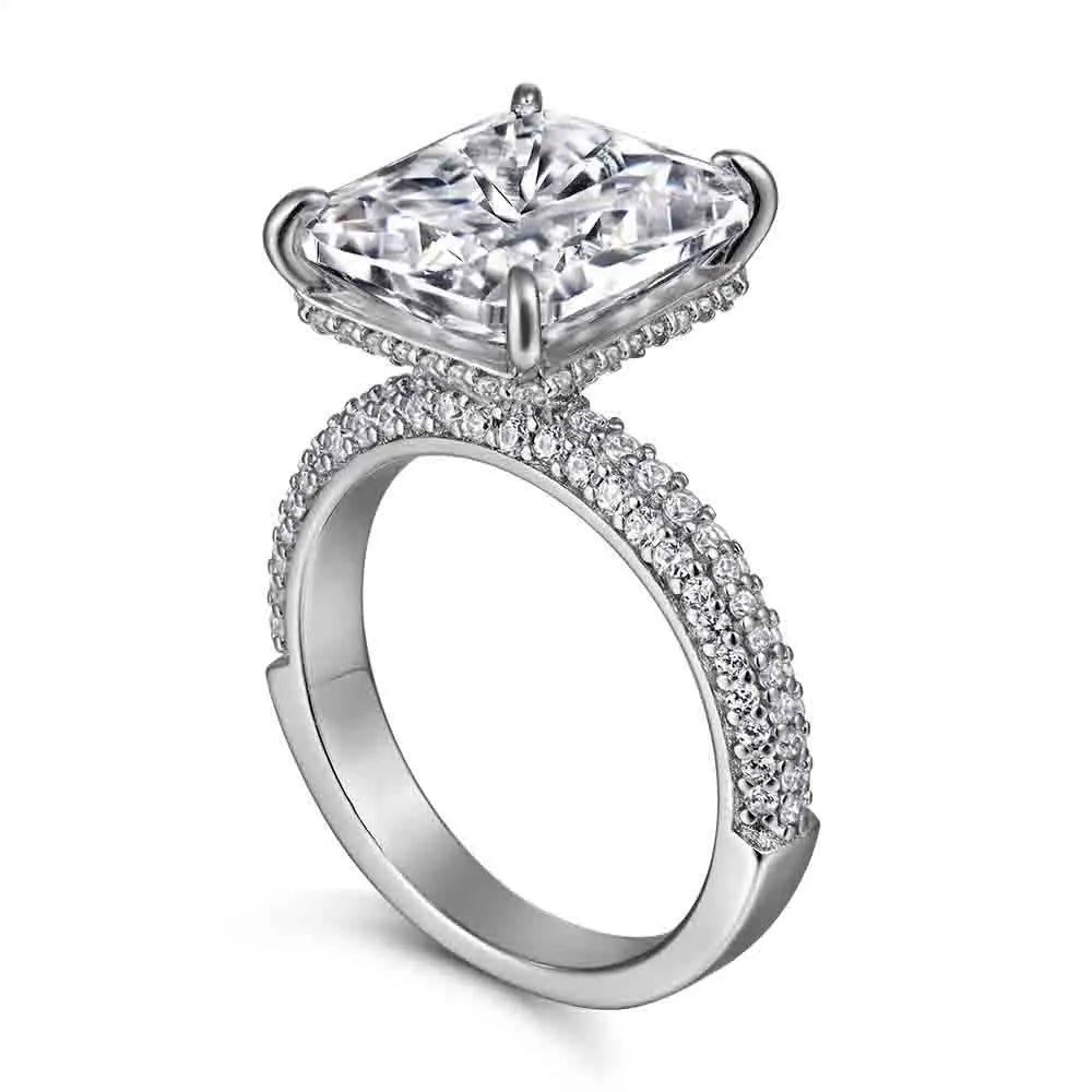 MuShan Jewelry 925 Sterling Silver Rings Bands Engagement Ring 5A Cubic Zirconia Elegant Anniversary Rings Bands Women Gift