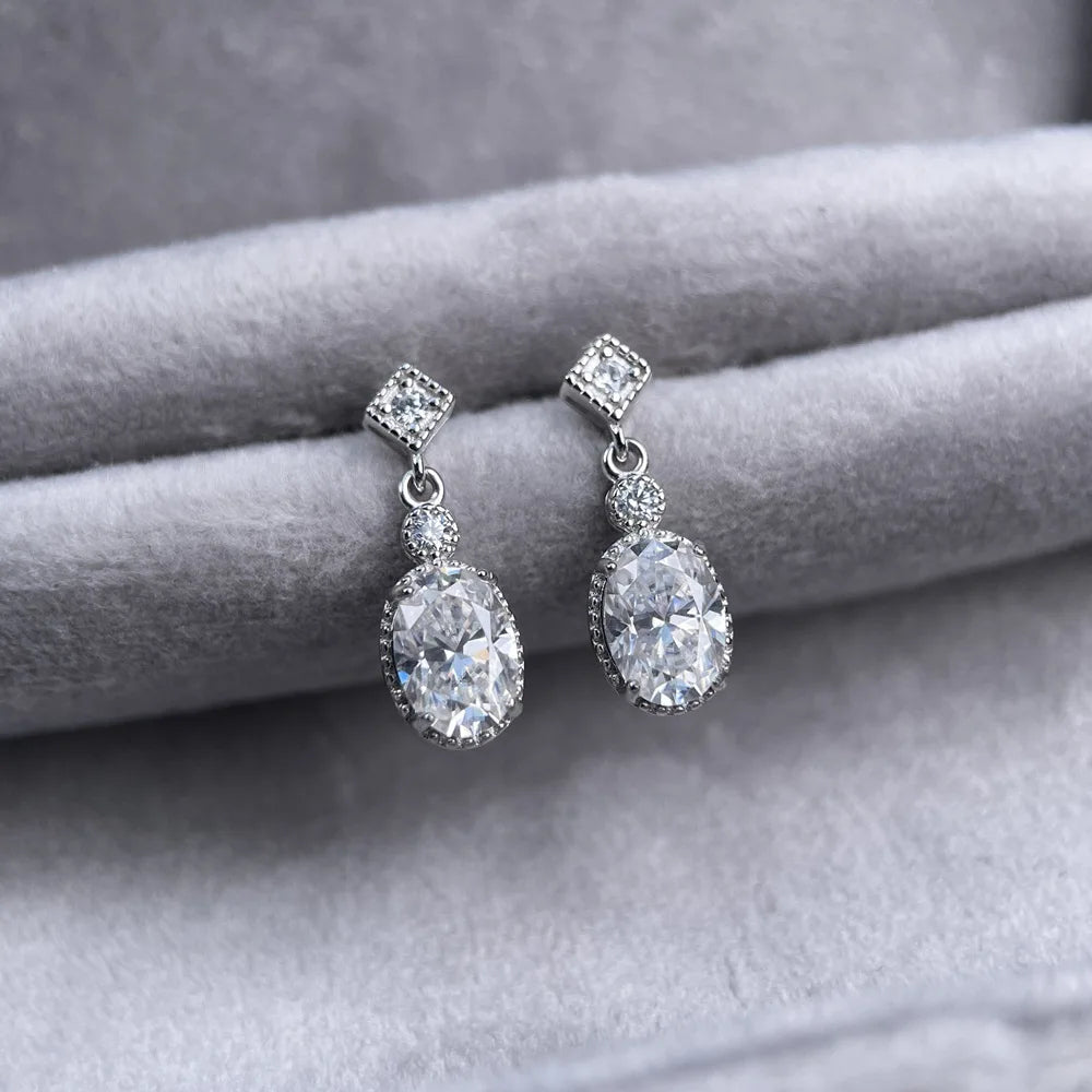 MuShan Brand Jewelry 925 Sterling Silver Earring D Color Moissanite Birthday for Mom Platinum Plated MST Patent Earrings