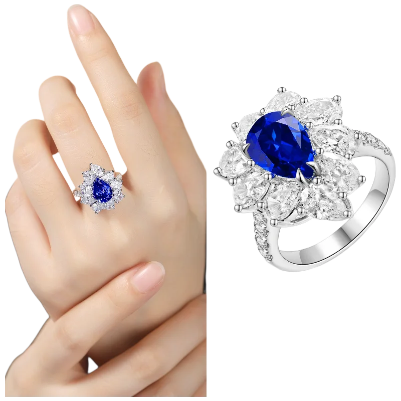 MUSHAN Custom Jewelry 925 Sterling Silver Ring Lab Red Ruby Round Bridal Ring for Women 18K Gold Plated GRC Certificate Rings
