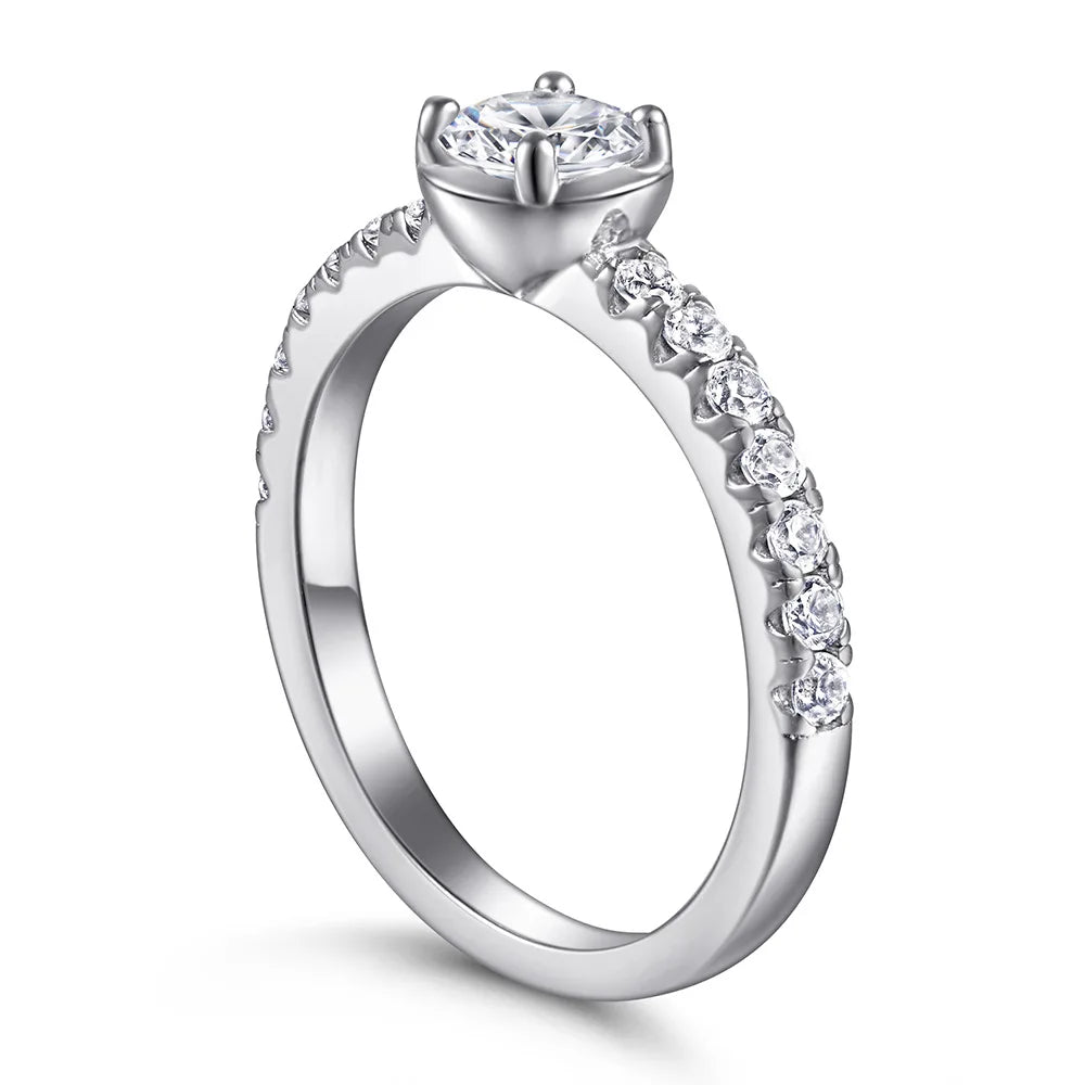 MuShan Jewelry 925 Sterling Silver Ring Wedding Band High Carbon Diamond Her Gift Premium Jewelry Women Rings Fine Jewelry