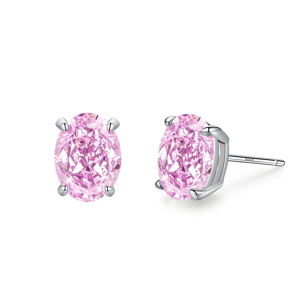 MUSHAN Brand JewelryS925 Sterling Silver Oval Mint Green Stud Earrings Women'S High Carbon Diamond Super Flash Geometry Earrings