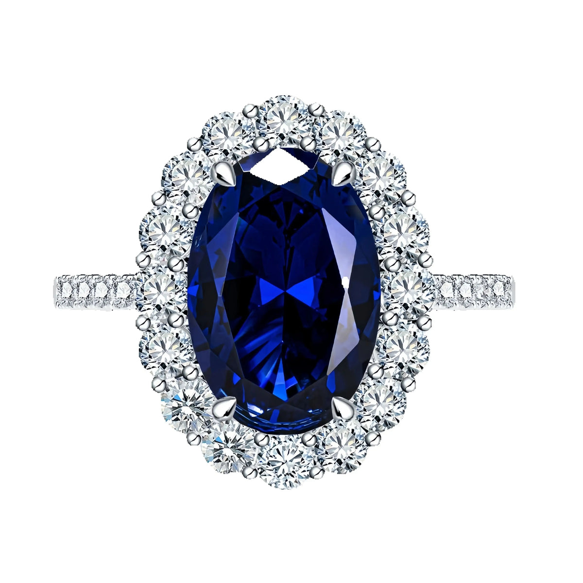 MUSHAN Luxury Jewelry 925 Sterling Silver Ring Band For Women 4.4 Carat 8*12mm Blue Oval Gemstones Sapphire Rings Fine Jewelry