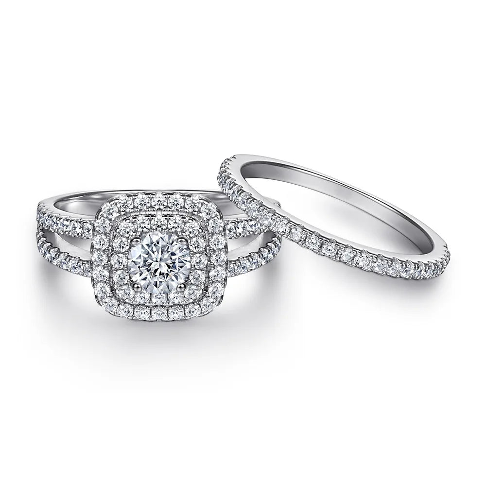 MuShan Jewelry 925 Sterling Silver Elegant Engagement Ring 7A Cubic Zirconia Rings Bands Anniversary Rings Bands Women Gift