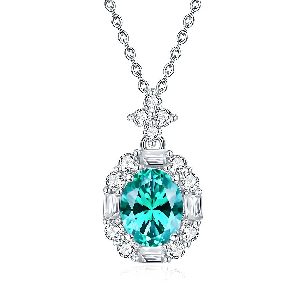 MuShan Jewelry 925 Sterling Silver Necklace Lab Grown Green Emerald Cushion Modern Necklace for Women 18K Gold Plated Necklace