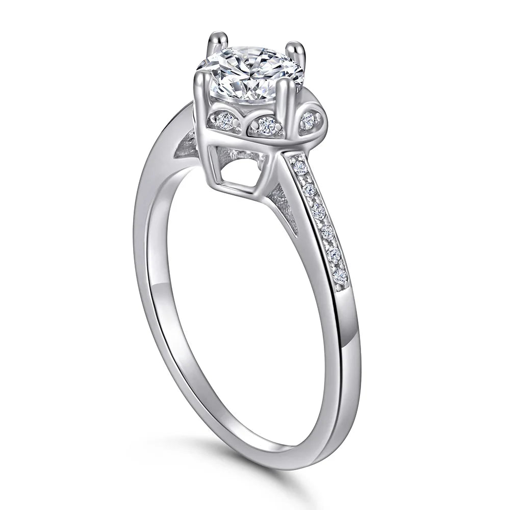 MuShan Jewelry 925 Sterling Silver Rings Bands Engagement Ring 7A Cubic Zirconia Timeless Anniversary Rings Bands Women Gift