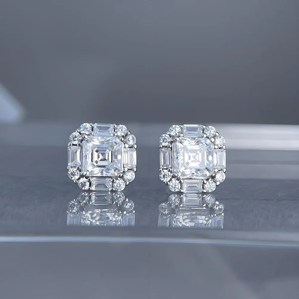 MuShan Brand Jewelry 925 Sterling Silver Earrings Moissanite Diamond Huggie Office Women 18K Rose Gold Plated MST Patent Earring