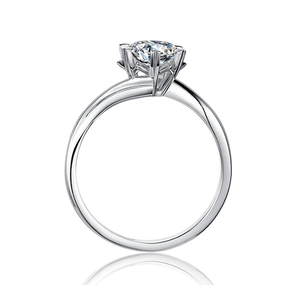 Bague MuShan en argent sterling 925 avec moissanite ronde, bague minimaliste pour elle, plaquée or 18 carats, bague brevetée MST