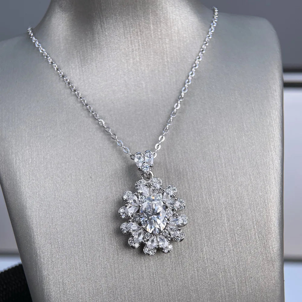 MuShan Luxury Jewelry 925 Sterling Silver Necklace Belcher Luxury Marquise Moissanite for Women Platinum Plated MST Patent GRA