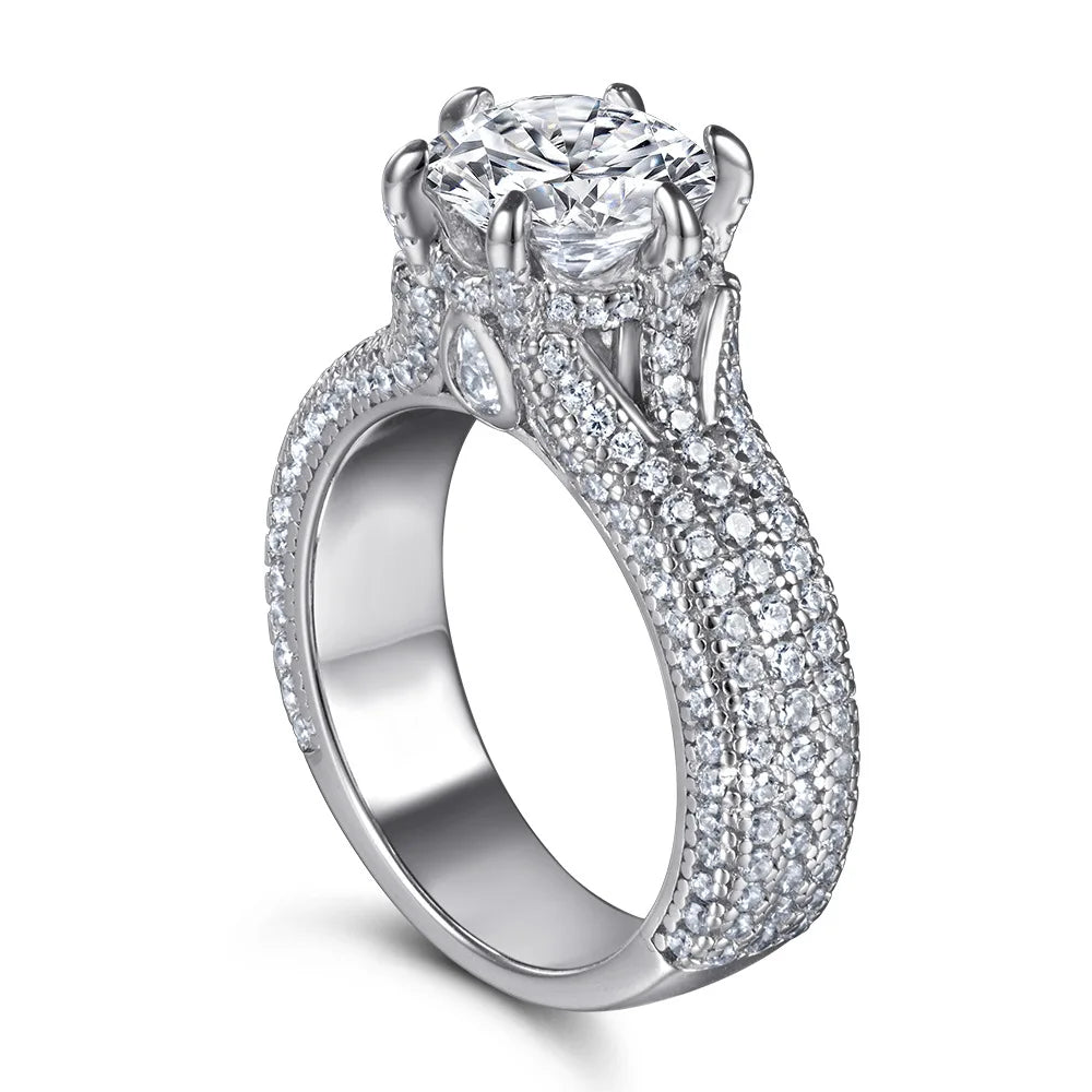 MuShan Jewelry 925 Sterling Silver Rings Bands Rings Bands Ring 7A Cubic Zirconia Birthday Engagement Anniversary Women Gift