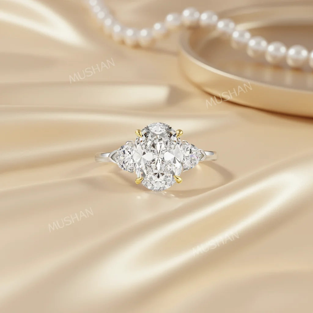 MUSHAN Luxury Jewelry 3ct Pigeon Egg Moissanite Diamond Rings 925 Sterling Silver Wedding Ring Bands For Women Fine Jewelry