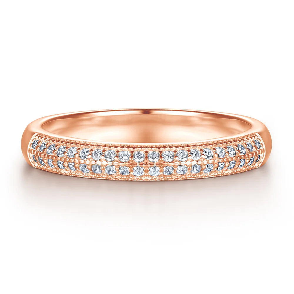 MuShan Jewelry 925 Sterling Silver Rings Bands Rings Bands Ring 7A Cubic Zirconia Rings Bands Engagement Rings Bands Women Gift