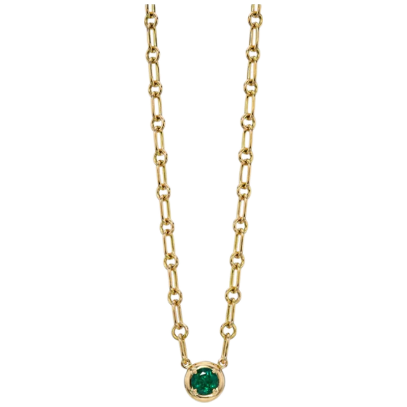 MUSHAN Bespoke Jewelry 925 Sterling Silver Chain Necklace Lab Grown Emerald Ruby Sapphire Gemstones Pendant Necklace for Women