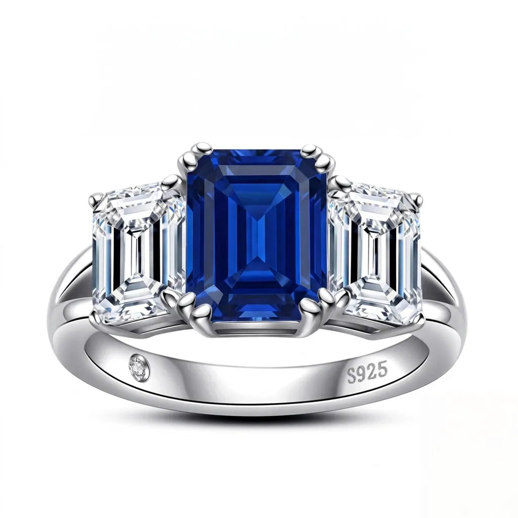 MUSHAN Custom Jewelry 925 Sterling Silver Ring Band 3 ct Lab Grown Gemstones Ruby Emerald Sapphire Sunflower Rings Jewelry