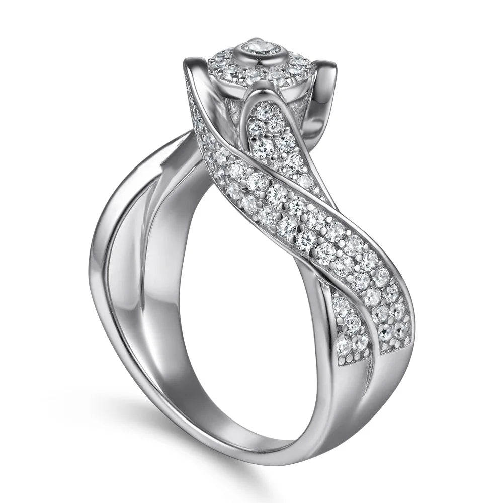MuShan Jewelry 925 Sterling Silver Ring Wedding Band High Carbon Diamond Mother Day Gift Modern Style Women Rings Fine Jewelry