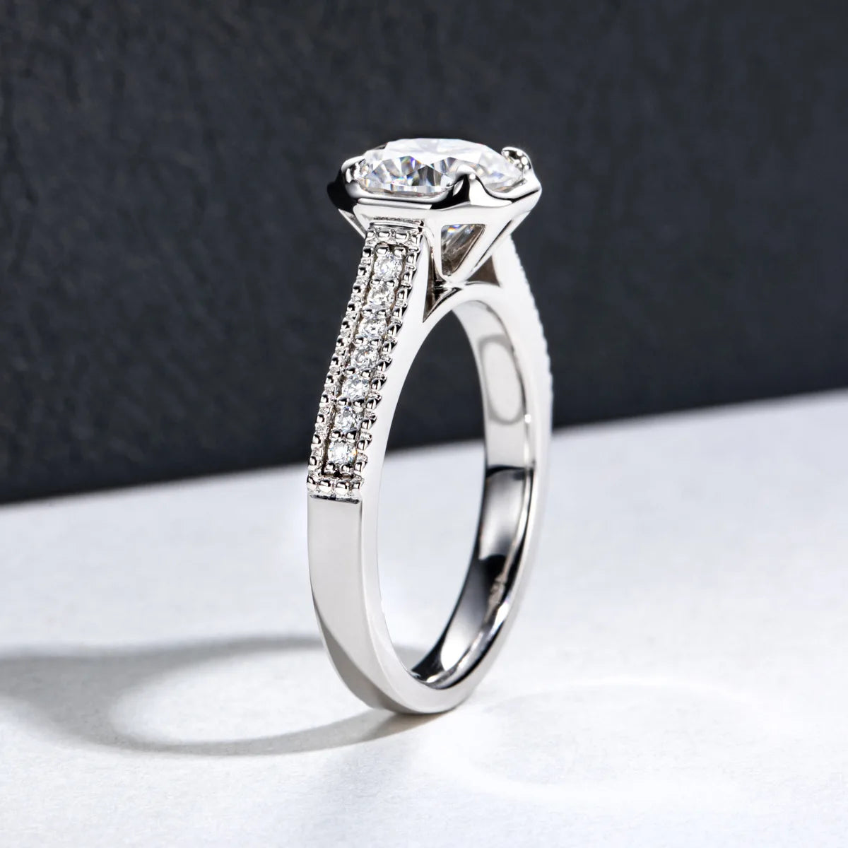 Bague MuShan Luxury Jewelry en argent sterling 925 avec moissanite brillante, bague délicate pour elle, plaqué or 18 carats, bijoux brevetés MST