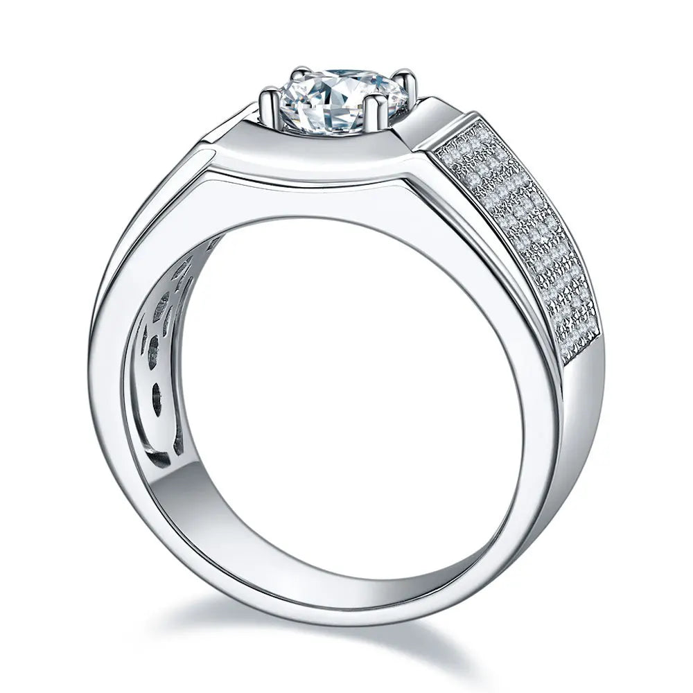 MuShan Brand Jewelry 925 Sterling Silver Ring Brilliant Moissanite Minimalist Ring for Her 18K Gold Plated MST Patent Jewellery