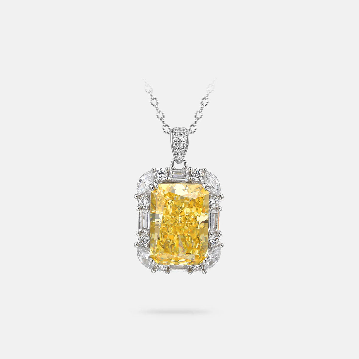 MuShan Jewelry 925 Sterling Silver Timeless Necklaces 7A Cubic Zirconia Engagement Anniversary Necklaces Pendant Women