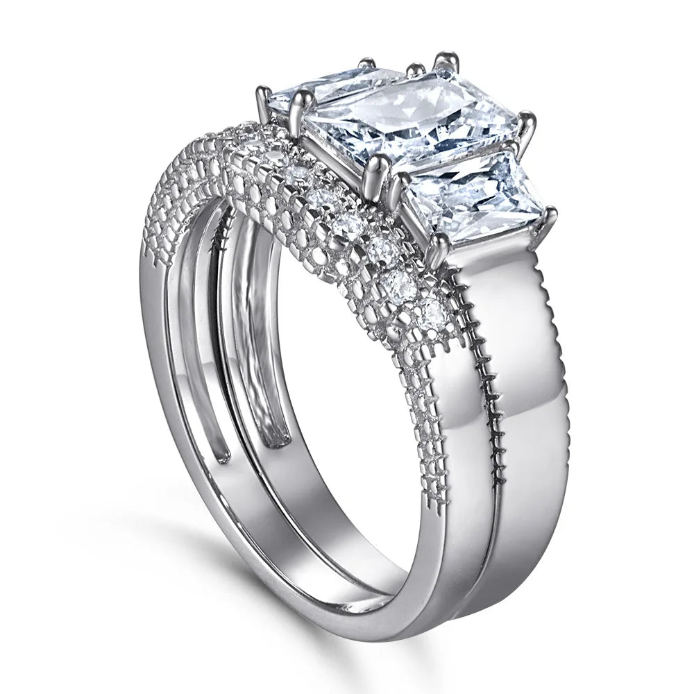 MuShan Jewelry 925 Sterling Silver Romantic Engagement Ring 5A Cubic Zirconia Valentine Anniversary Rings Bands Women Gift