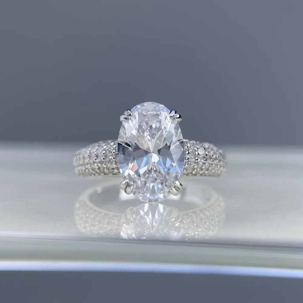 Anillo de compromiso de plata de ley 925 MuShan Jewelry con diamante de carbono de alta calidad, regalo de cumpleaños, joyería elegante, anillos para mujer, joyería fina