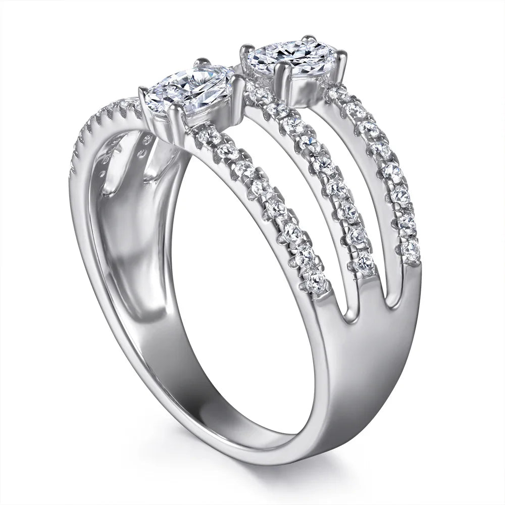 MuShan Designer Jewelry 925 Sterling Silver Ring Zircon 5A Grade Triangle Formal for Bride Real Gold Plated Fine Jewelry Rings