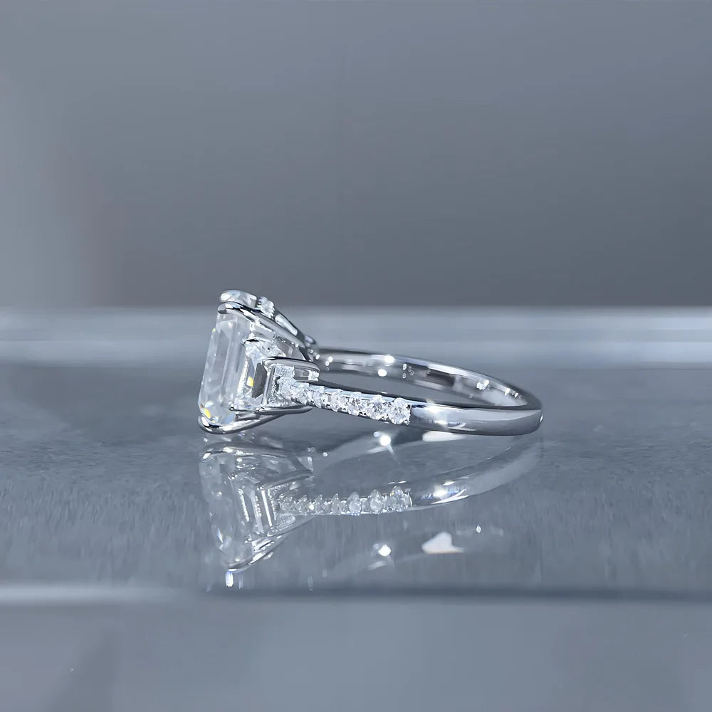 MuShan Luxury Jewelry 925 Sterling Silver Ring VVS Moissanite Solitaire Ring for Fiancee 18K Gold Plated MST Patent Rings