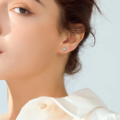 MuShan Luxury Jewelry 925 Sterling Silver Earrings Zircon 7A Stud Fashion for Ladies 18K Real Gold Plated Fine Jewelry Earring