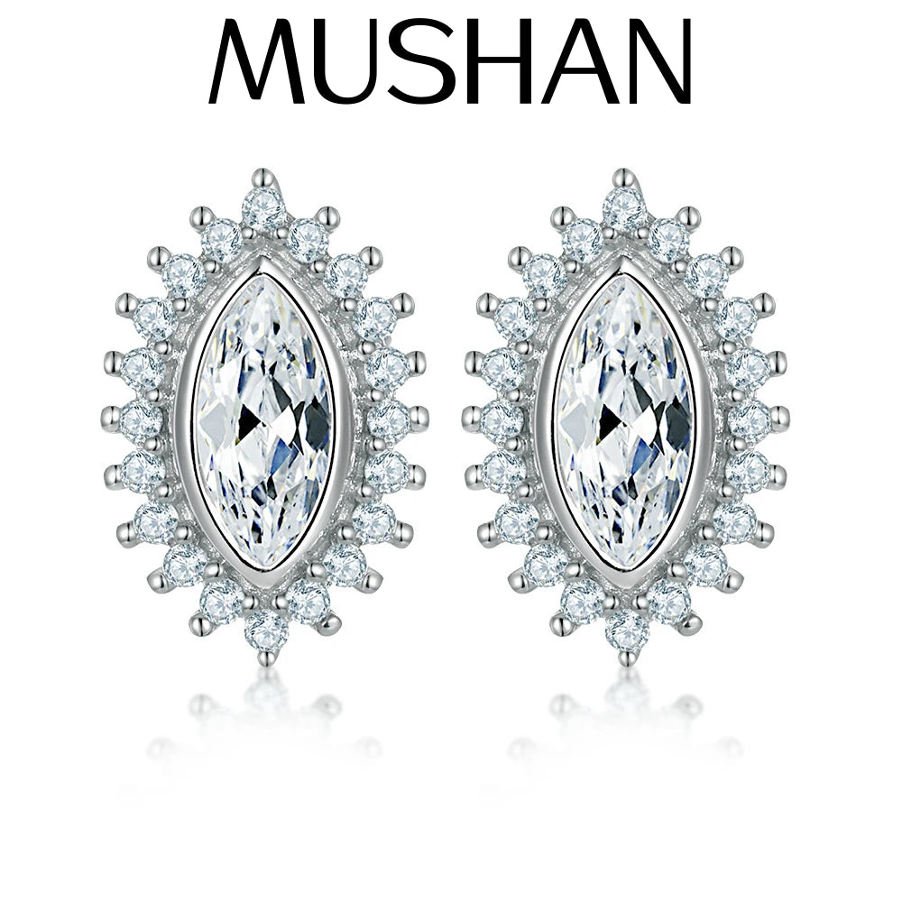 Boucles d'oreilles MuShan en argent sterling 925, oxyde de zirconium 5A, fermoir dormeuse, plaqué or 18 carats, bijoux raffinés pour femme au quotidien