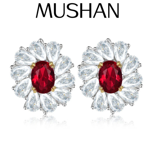 Boucles d'oreilles MuShan Luxury Jewelry en argent sterling 925, pendantes avec zircon 7A, style romantique pour mariée, plaquées or véritable, bijoux raffinés