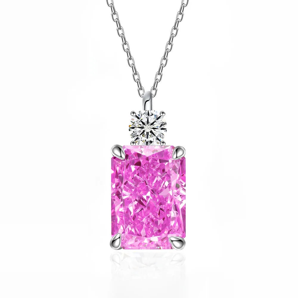 MUSHAN Luxury Jewelry 7ct 8*10 Rectangular Necklace For Women Made Of 925 Silver With Ice Flower Cut High-Carat Diamond Pendant