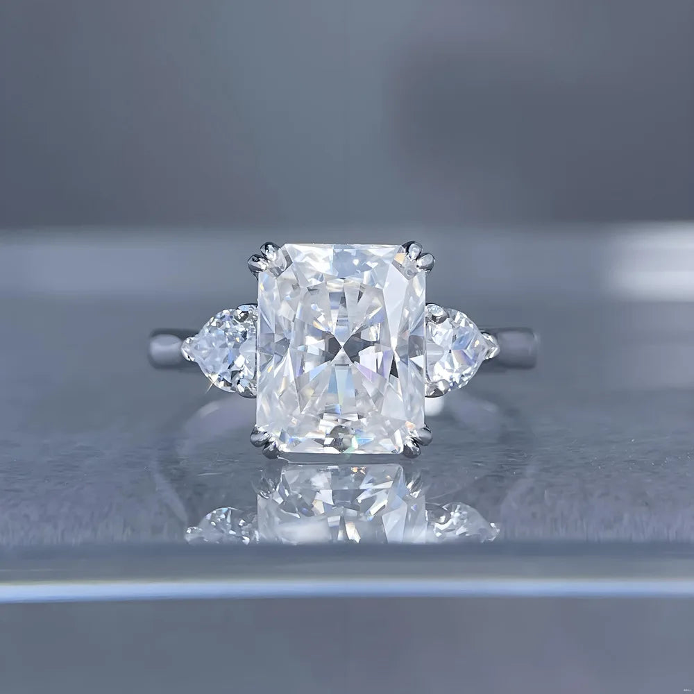 Bague de luxe MUSHAN en argent sterling 925, bague cocktail ronde en moissanite pour fiancée, plaqué or 18K, bagues brevetées MST