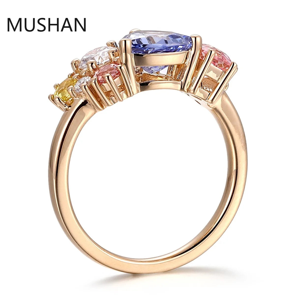 MUSHAN Luxury Custom 14K 18K Gold Rings Band Jewelry With Moissanite Diamond Lab Grown Gemstones Diamond Wedding Ring For Women