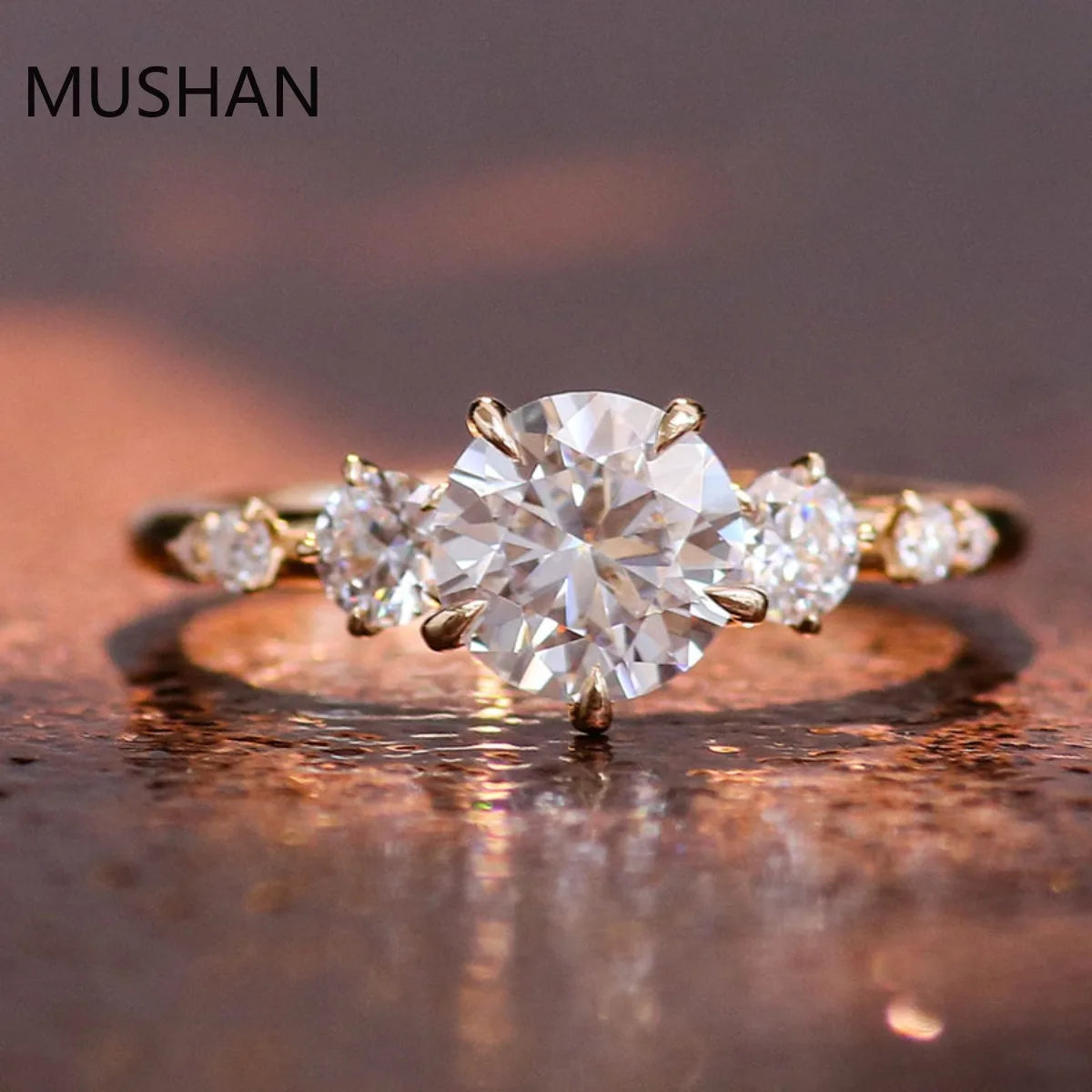 MUSHAN Luxury Custom 14K 18K Gold Rings Band Jewelry With Moissanite Diamond Lab Grown Gemstones Diamond Wedding Ring For Women