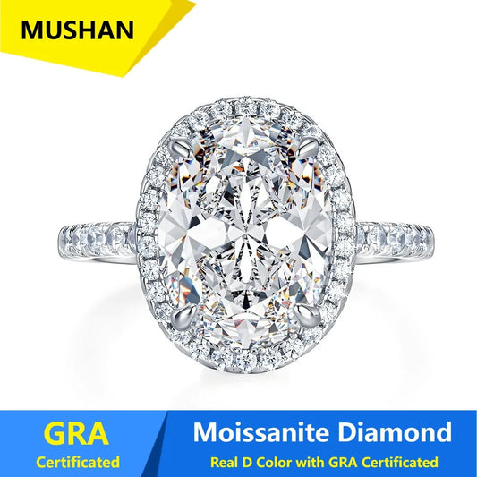 MUSHAN Luxury Jewelry 925 Sterling Silver Ring Band Women GRA Certificated Moissanite Diamond Emerald D Color Rings Fine Jewelry
