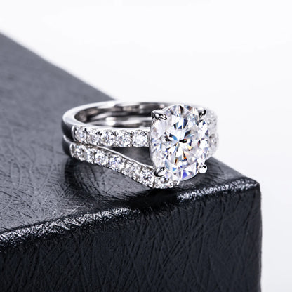 Anillo de plata de ley 925 de MuShan Luxury Jewelry, anillo encantador de moissanita VVS para esposa, bañado en oro auténtico de 18K, anillos con patente MST